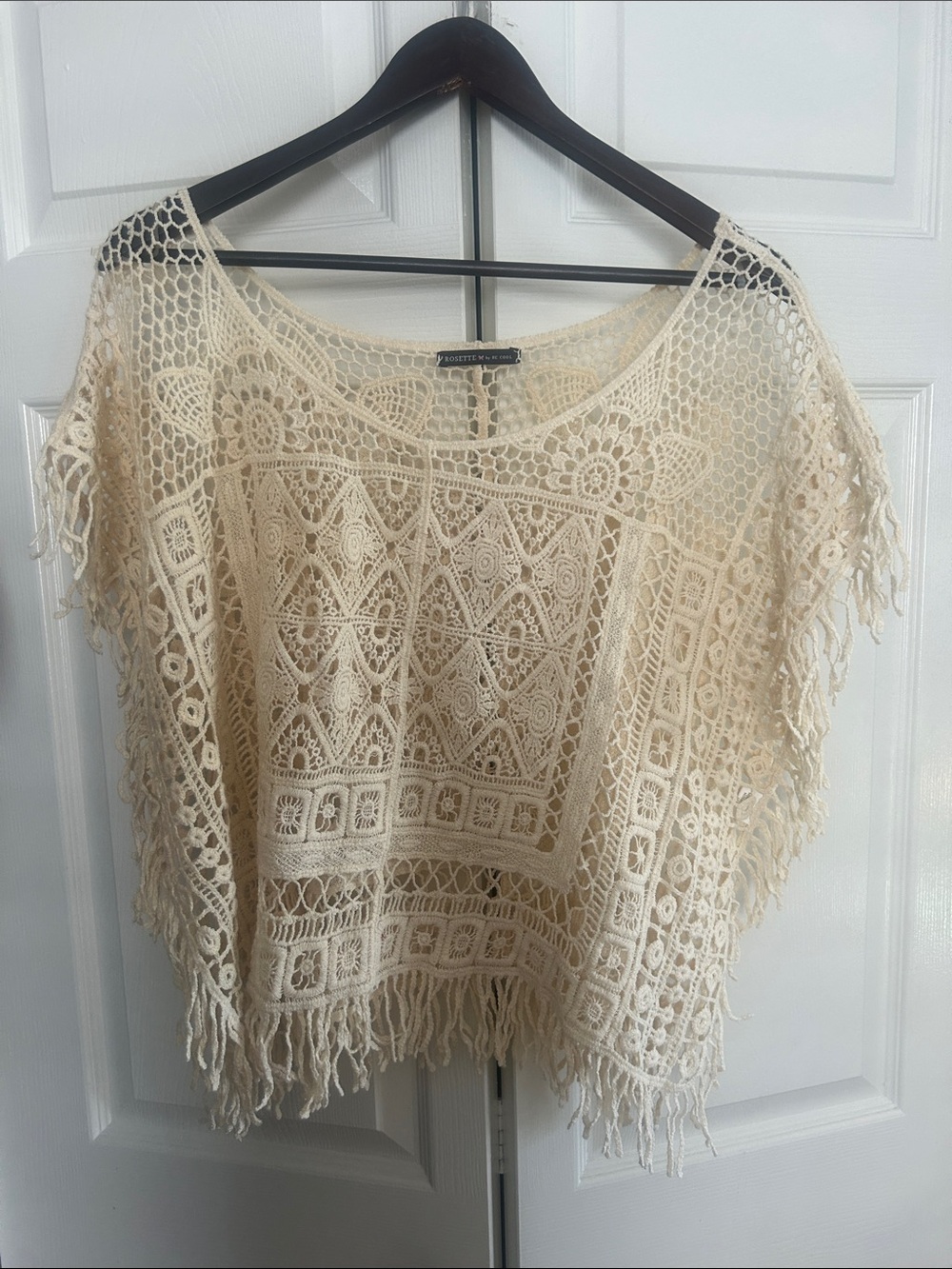 Anthropologie cream crochet top free size